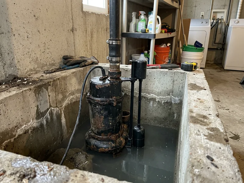Cast iron submersible with oil-filled motor housing and vertical float